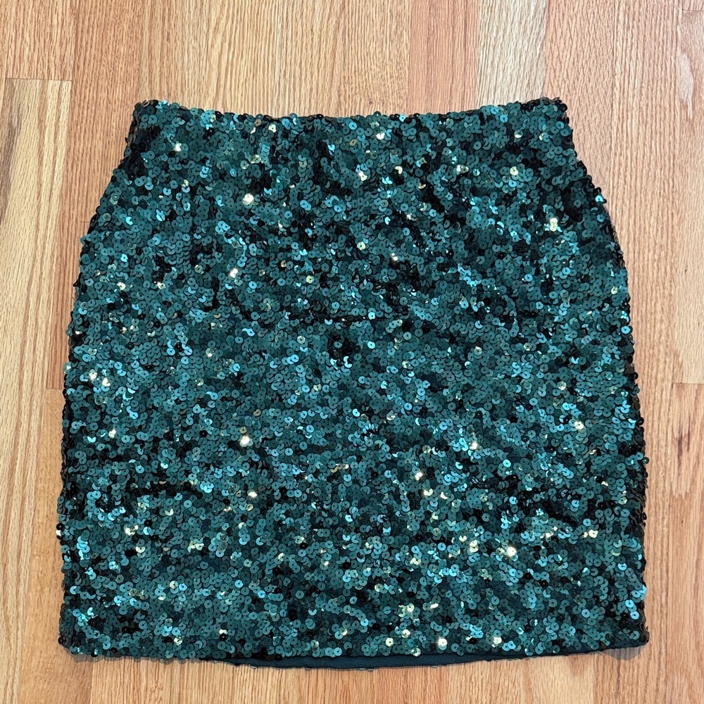 Emerald Green Sequin Mini Skirt Y2K Party Clubwear Women’s Large